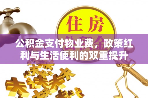 福安公积金支付物业费，政策红利与生活便利的双重提升